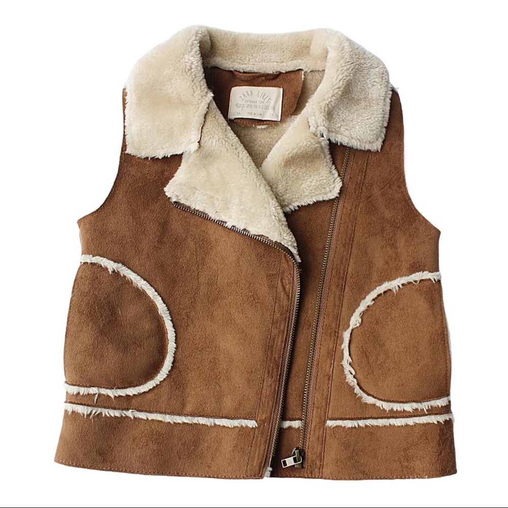 Zara Brown Leather Vest Size 5/6